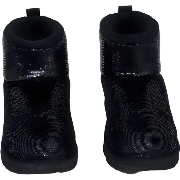 UGG Girls Classic Mini Mirror Ball Black Boot - 2 Little Kid - Picture 5 of 6